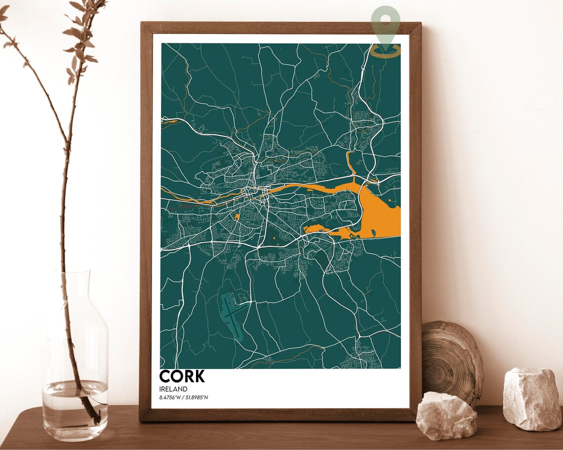 Cork Ireland City Street Map Modern Dark Art Print for Irish Wall Decor - Image 6