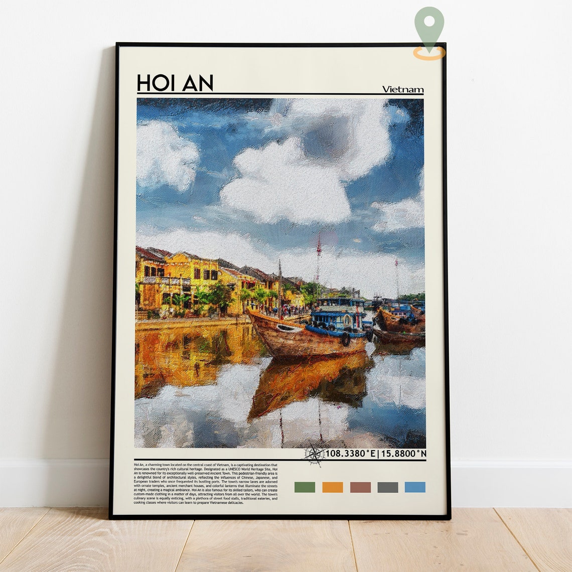 Hoi An Vietnam Ancient Town River Boats Lantern Charm Poster - Image 2