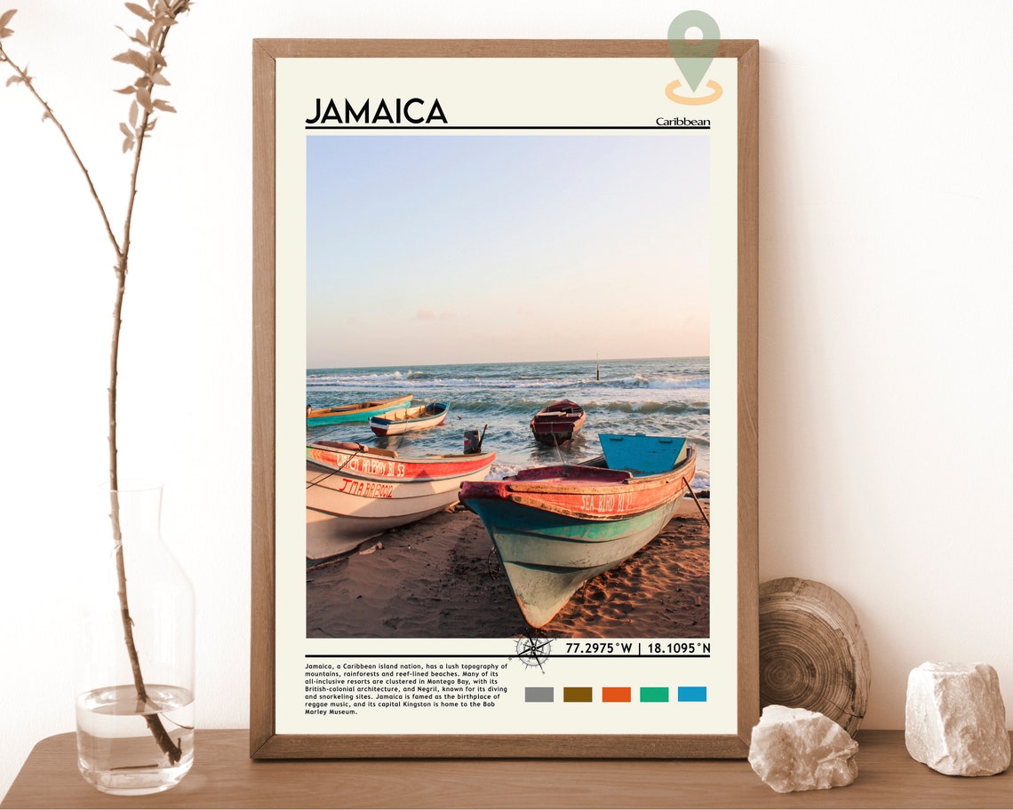 Jamaica Travel Poster Jamaica Print Jamaica Wall Art Jamaica Vintage Poster Jamaica Photo Jamaica Poster Print Kingston Wall Decor