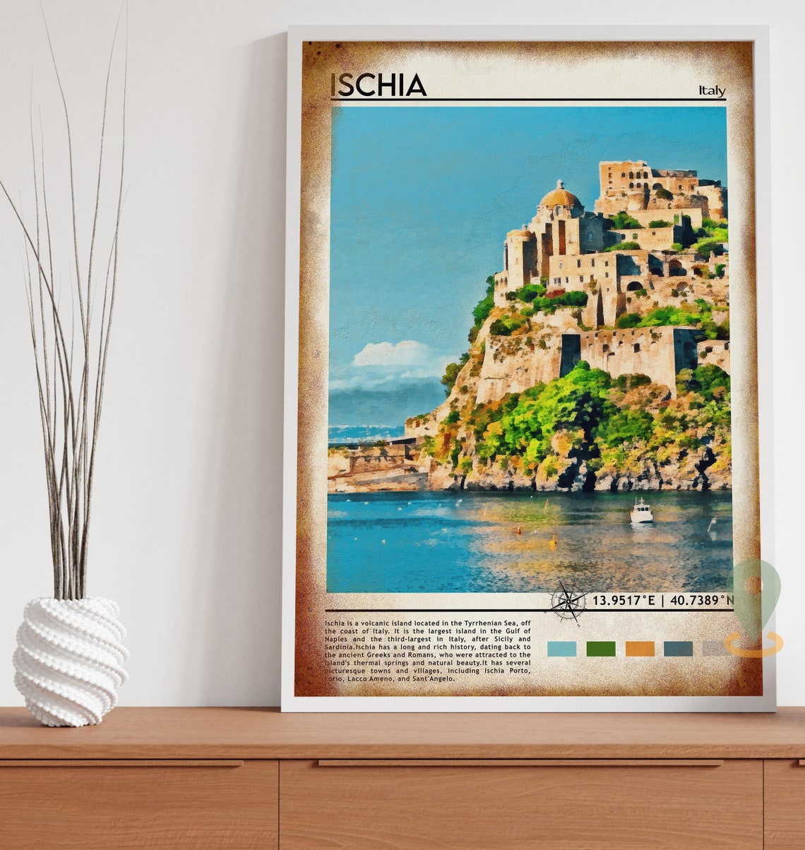 Ischia Italy Cliffside Castle Historic Island View Travel Poster - Image 4