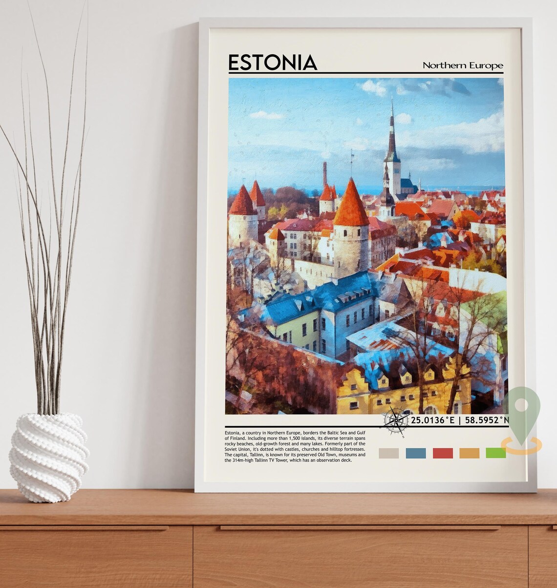 Estonia Northern Europe Tallinn Old Town Rooftops Travel Poster - Image 5