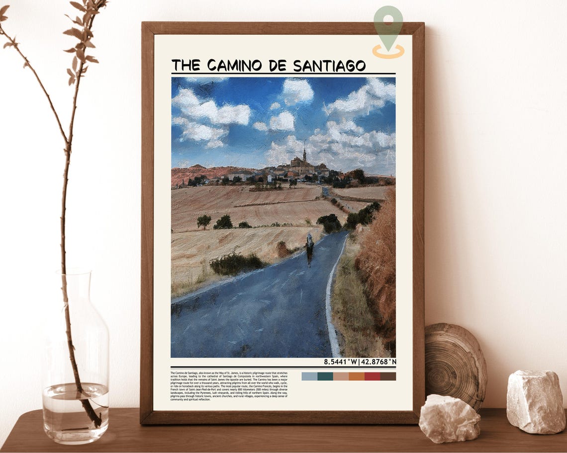 Camino de Santiago Spain Pilgrimage Road Walking Travel Poster