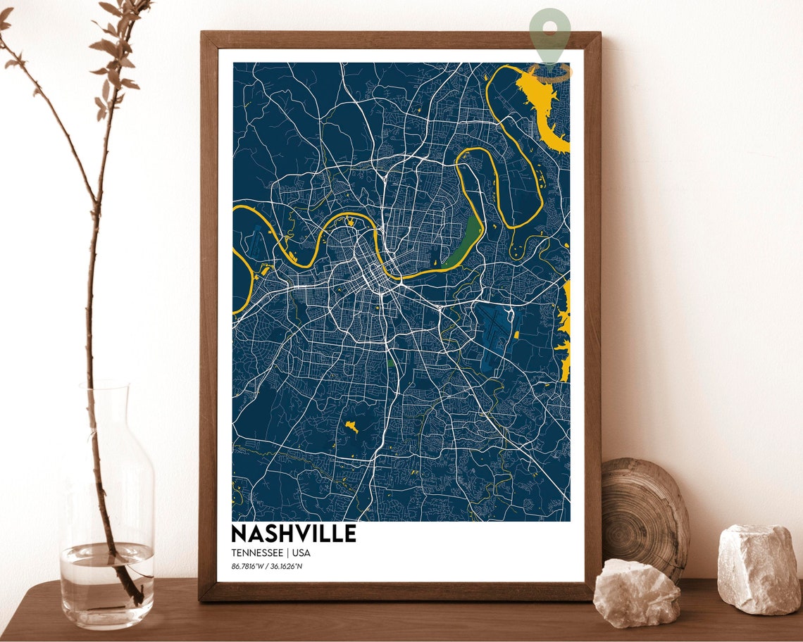 Nashville Map Nashville Map Print Nashville Personalized Map Nashville City Nashville Travel Poster Nashville Poster Nashville City - Image 2