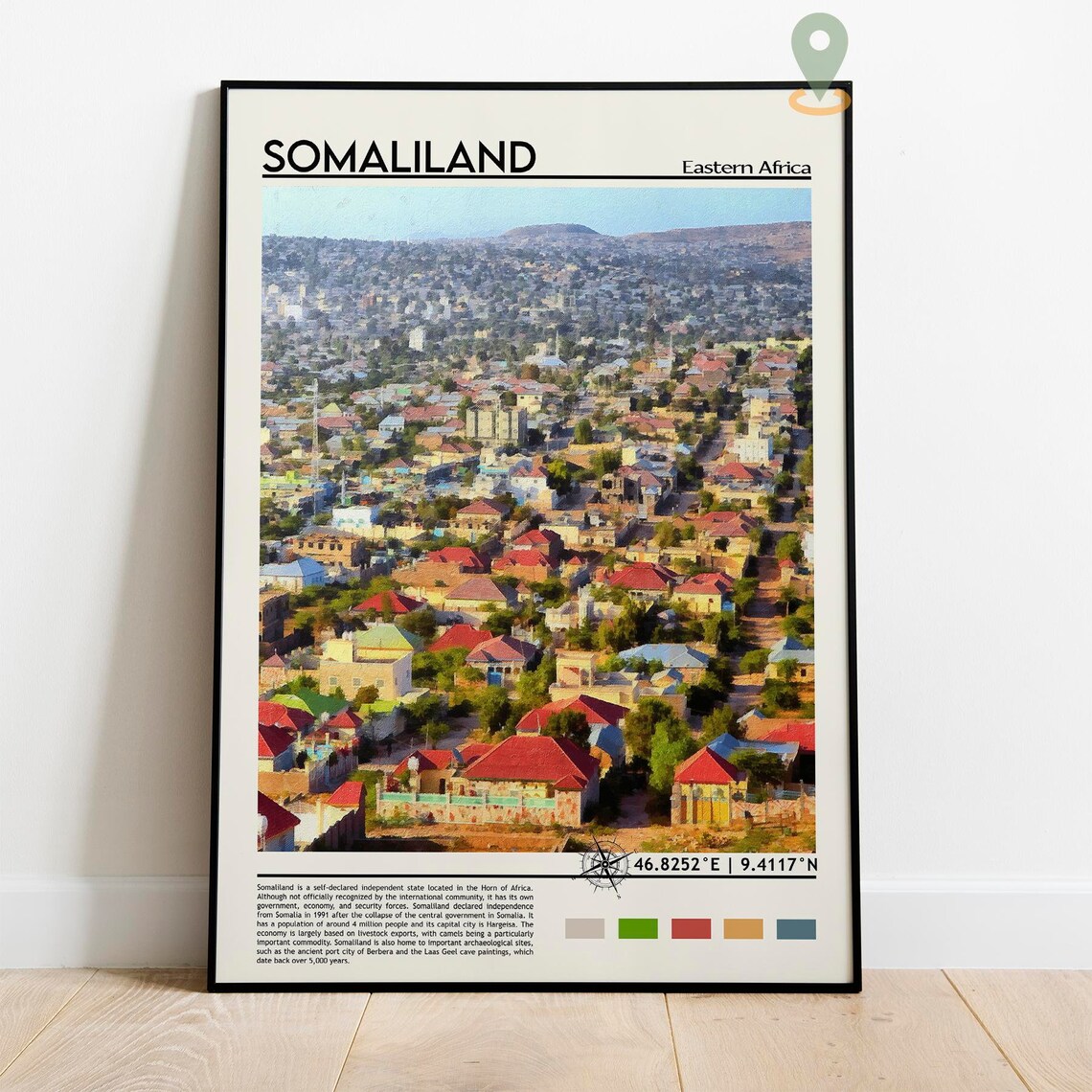 Somaliland Eastern Africa Colorful City Aerial View Travel Poster - Image 5