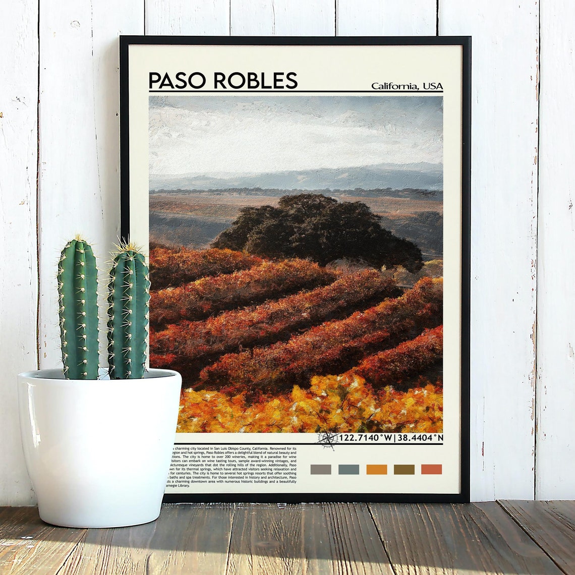 Paso Robles California Autumn Vineyard Wine Country Travel Poster - Image 3