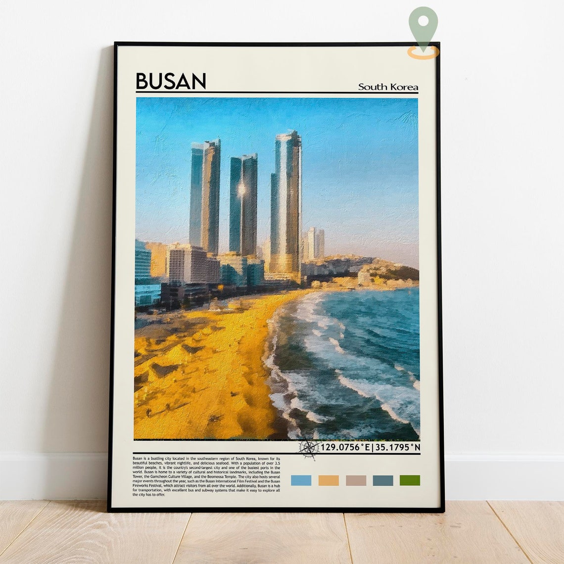 Busan South Korea Haeundae Beach Towers at Sunset Coast Poster - Image 2