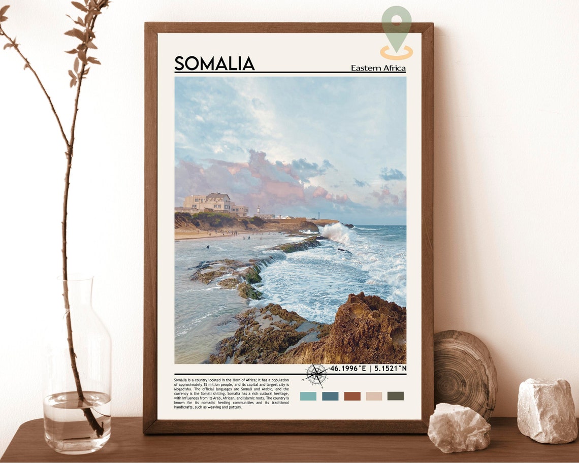 Somalia Eastern Africa Rugged Rocky Ocean Coast Travel Poster