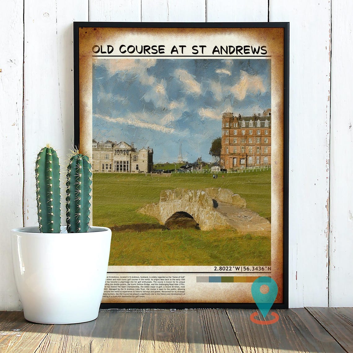 Old Course St Andrews Swilcan Bridge Scotland Golf Poster Art - Image 2