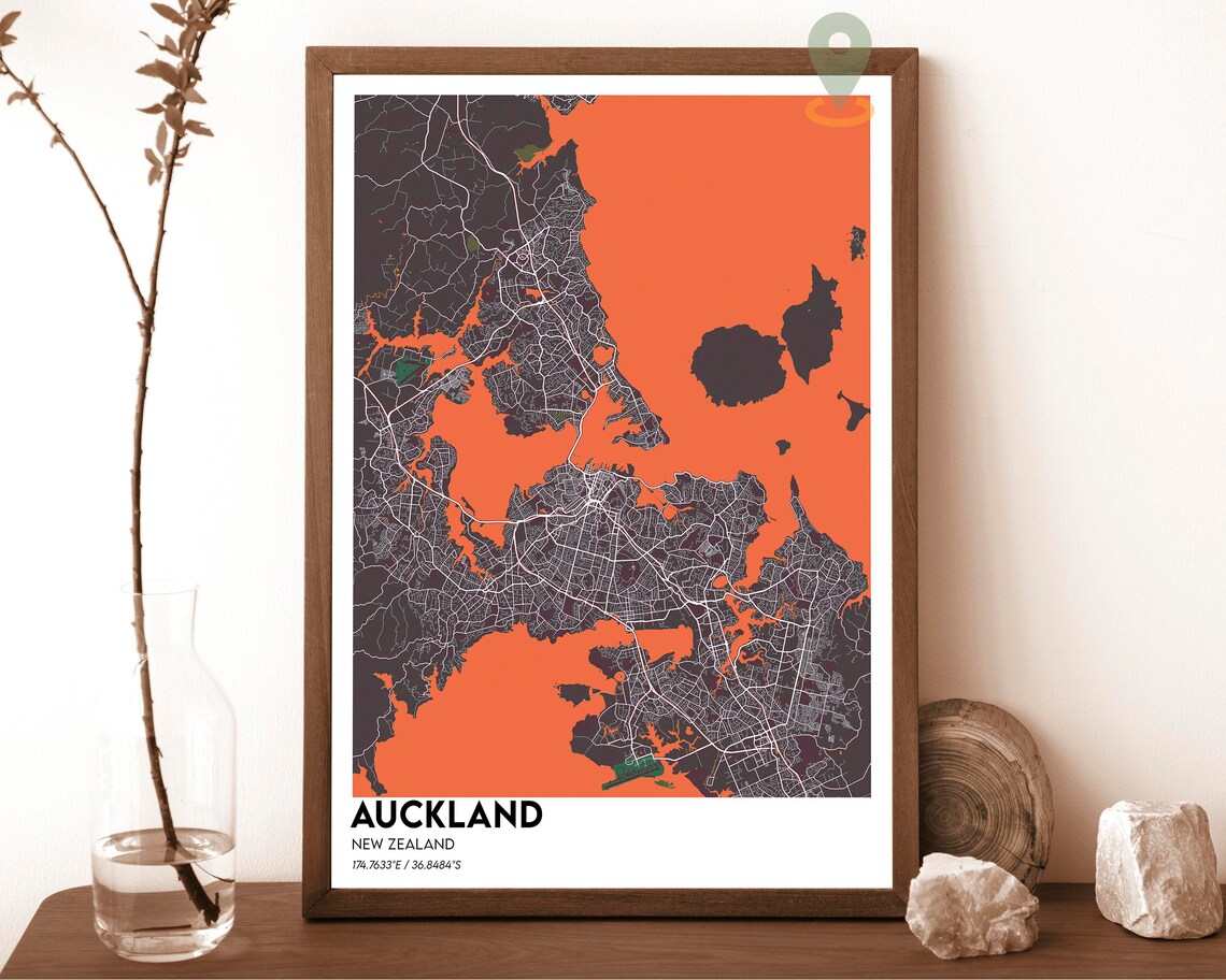Auckland Map Auckland Map Print Auckland Personalized Map Auckland Wall Art Auckland Travel Poster Auckland New Zealand Poster - Image 6