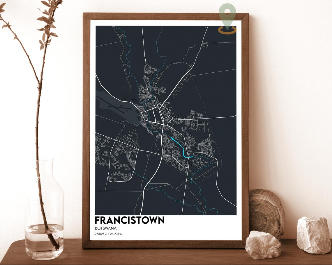 Francistown Botswana Deep Green Modern City Map Home Decor Poster - Image 4