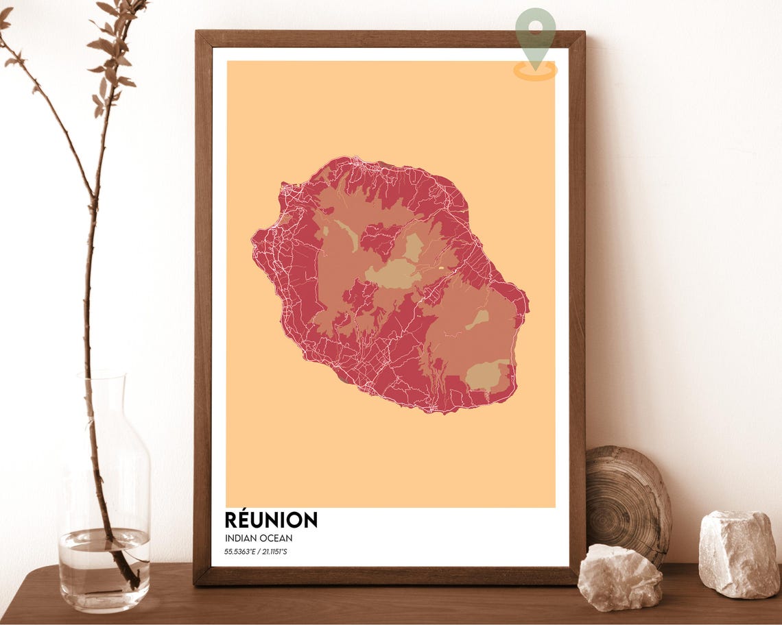 Reunion Map Reunion Map Print Reunion Wall Art Reunion Travel Poster Reunion Poster Reunion Photo Reunion City Map Reunion France - Image 4
