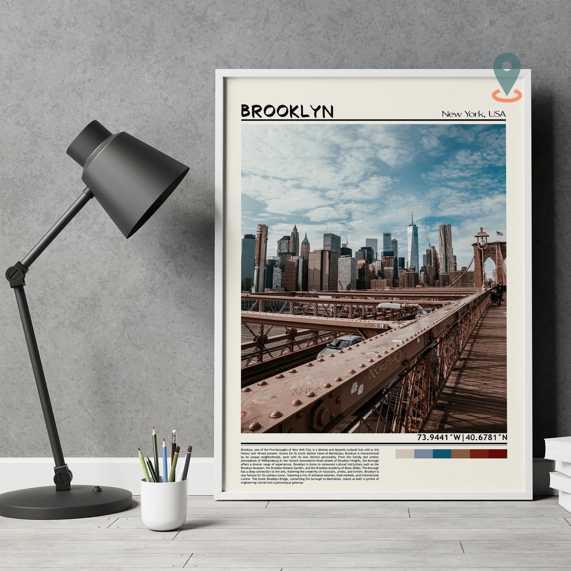 Brooklyn Bridge Manhattan Skyline Sunset Walkway View Poster - Image 4