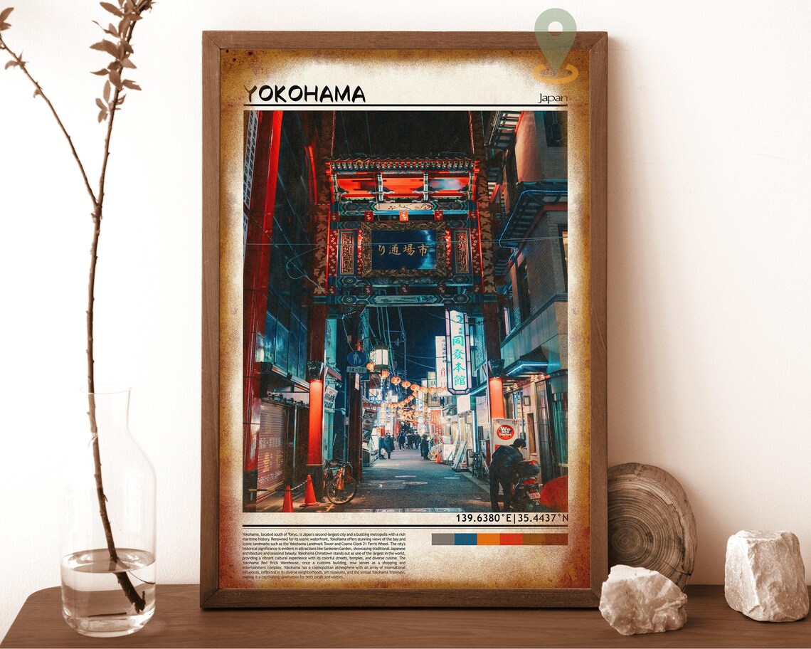 Yokohama Japan Neon Chinatown Gate Vibrant Night Street Poster - Image 6