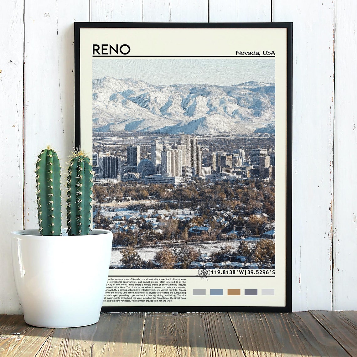 Reno Print Reno Poster Reno Wall Art Reno Travel Reno Art Print Reno Artwork Reno Photo Reno Nevada Print Reno City Reno Art - Image 3