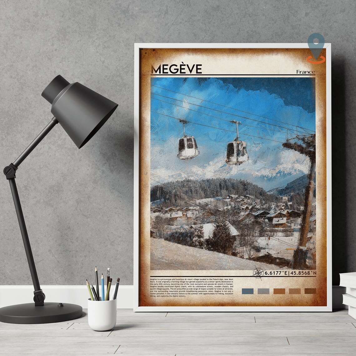 Megeve France Ski Gondola Alpine Village Photo Travel Wall Art - Image 4