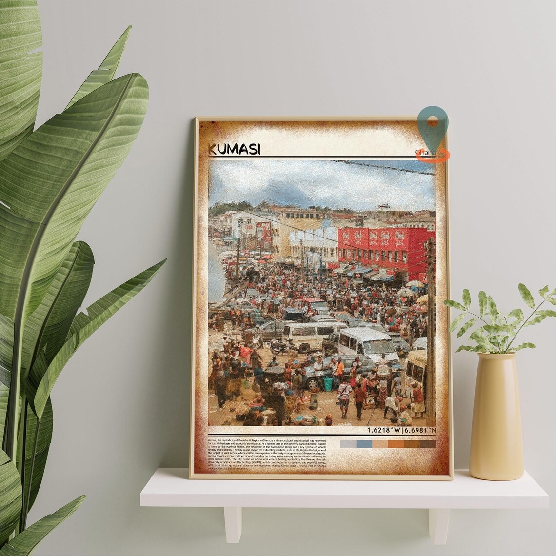 Kumasi Ghana Bustling Market Street Vibrant City Coordinate Travel Poster - Image 5