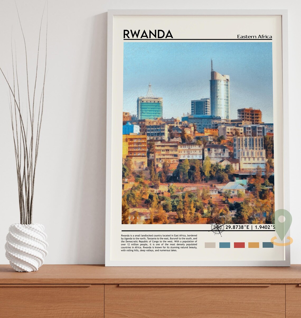 Rwanda Eastern Africa Kigali City Skyline Hills Travel Poster - Image 5