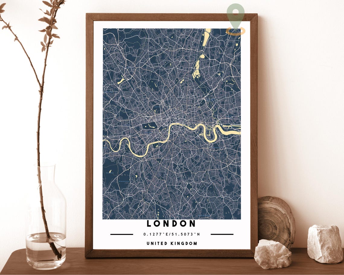 London United Kingdom Blush Pink Thames River Map Style Poster - Image 5