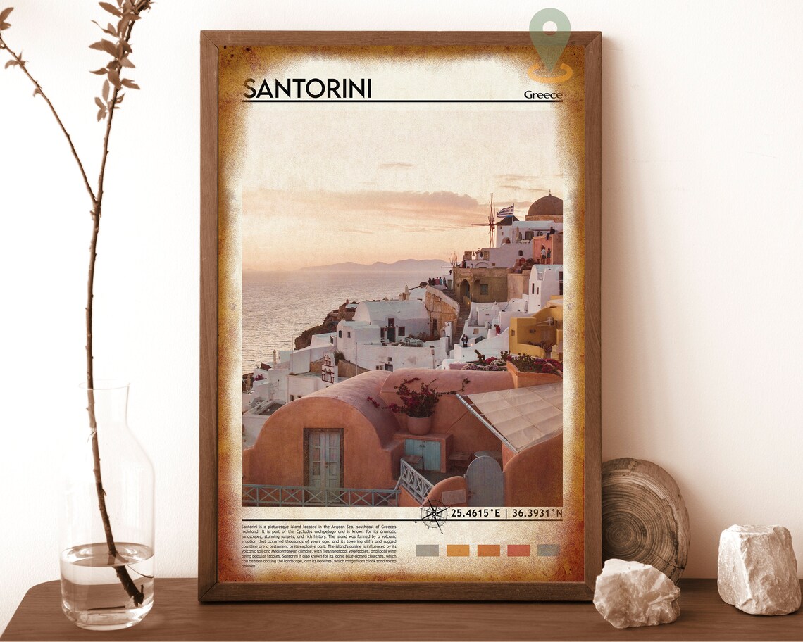 Santorini Greece Sunset White Houses Aegean Sea Travel Poster - Image 6