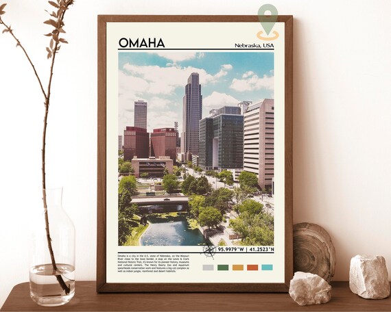 Omaha Nebraska Downtown Skyline Urban Cityscape Travel Print