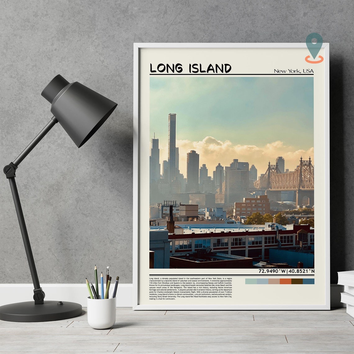 Long Island New York City Skyline Queensboro Bridge Travel Poster - Image 4