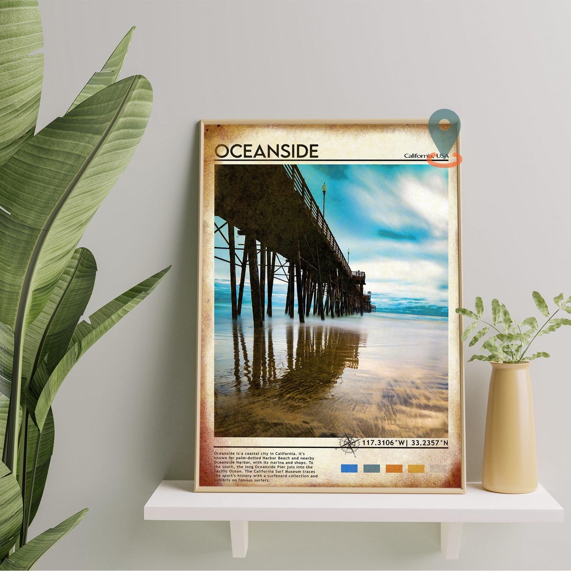 Oceanside California Pier Twilight Beach Surf Travel Poster Art - Image 6