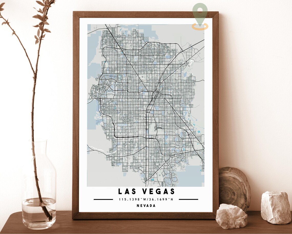 Las Vegas Nevada warm beige with brown streets Street Map Coordinates Poster - Image 5