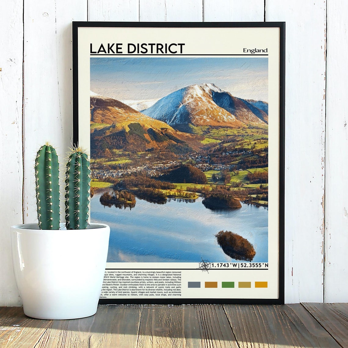 Lake District England Scenic Lakes Mountains Landscape Travel Print - Image 3
