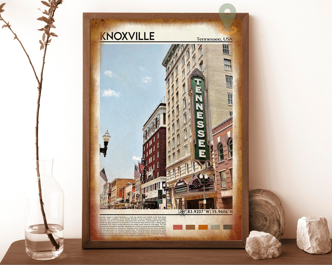 Knoxville Tennessee Theatre Marquee Vintage City Travel Poster - Image 6