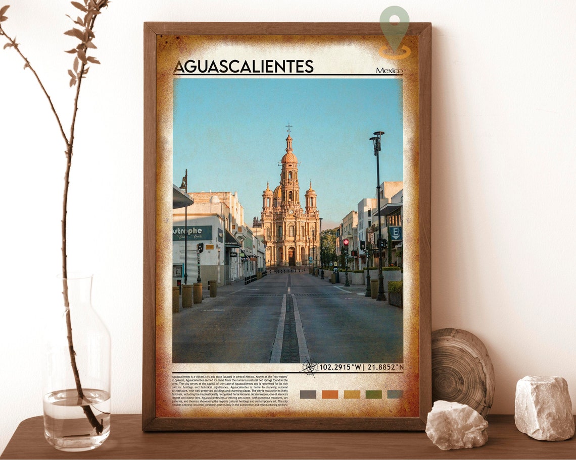 Aguascalientes Print Aguascalientes Poster Aguascalientes Wall Art Aguascalientes Travel Print Aguascalientes Art Print Mexico Poster - Image 6