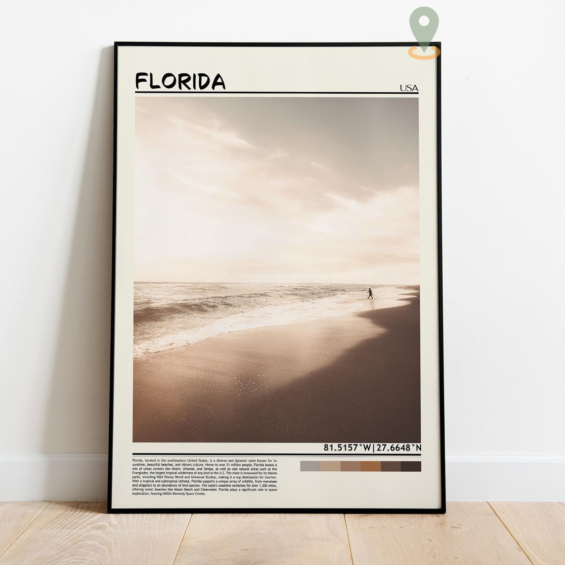Florida Beach Sunrise Waves Minimalist Coastal Travel Poster - Image 2