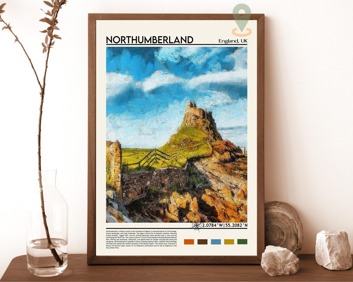 Historic Northumberland England Bamburgh Castle Coast Poster
