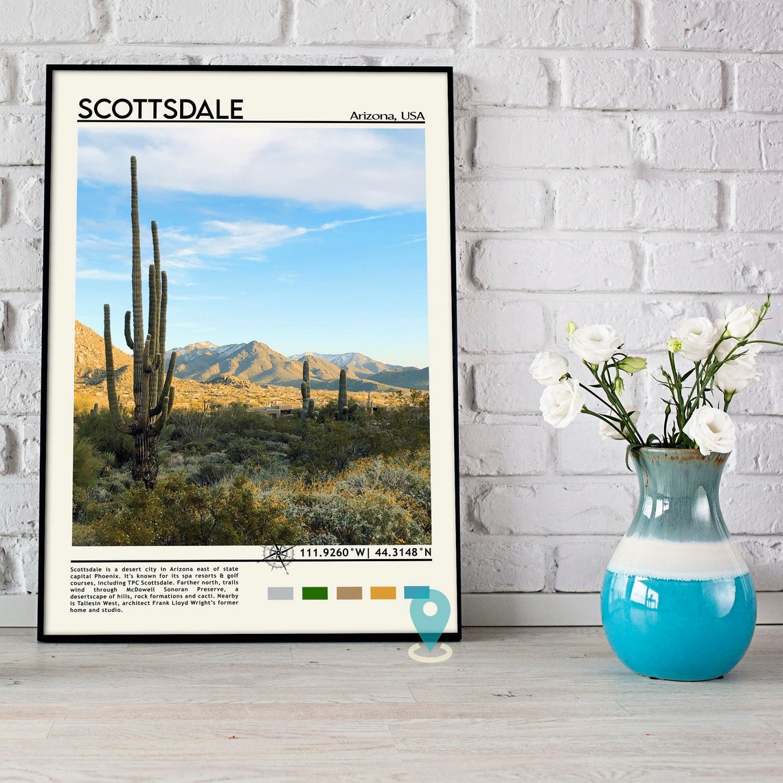 Scottsdale Arizona Desert Saguaro Cactus Mountain View Travel Poster - Image 5