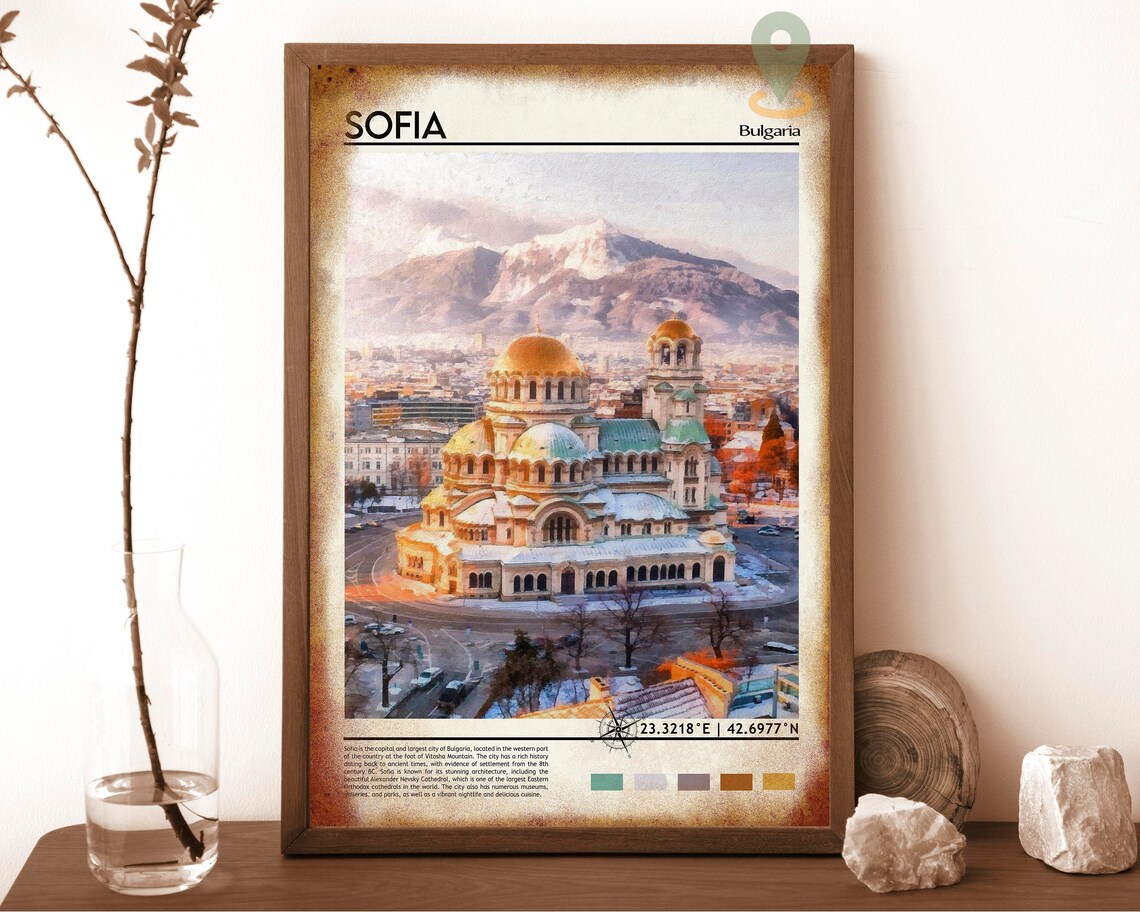 Sofia Bulgaria Golden Alexander Nevsky Cathedral Painted Cityscape Poster - Image 6