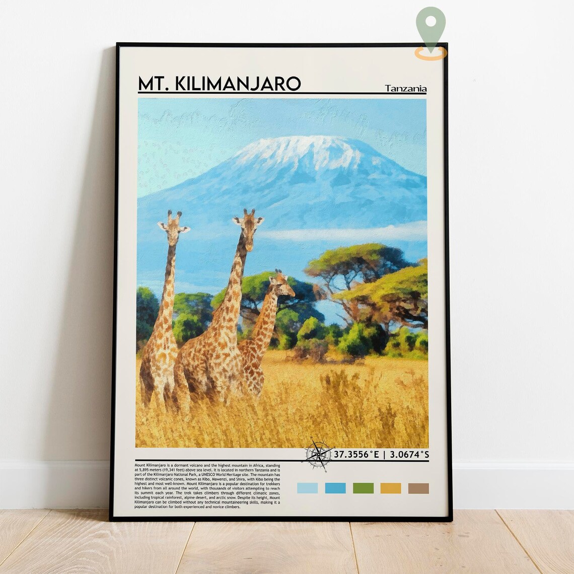 Mount Kilimanjaro Tanzania Giraffe Safari Peak Travel Poster - Image 3