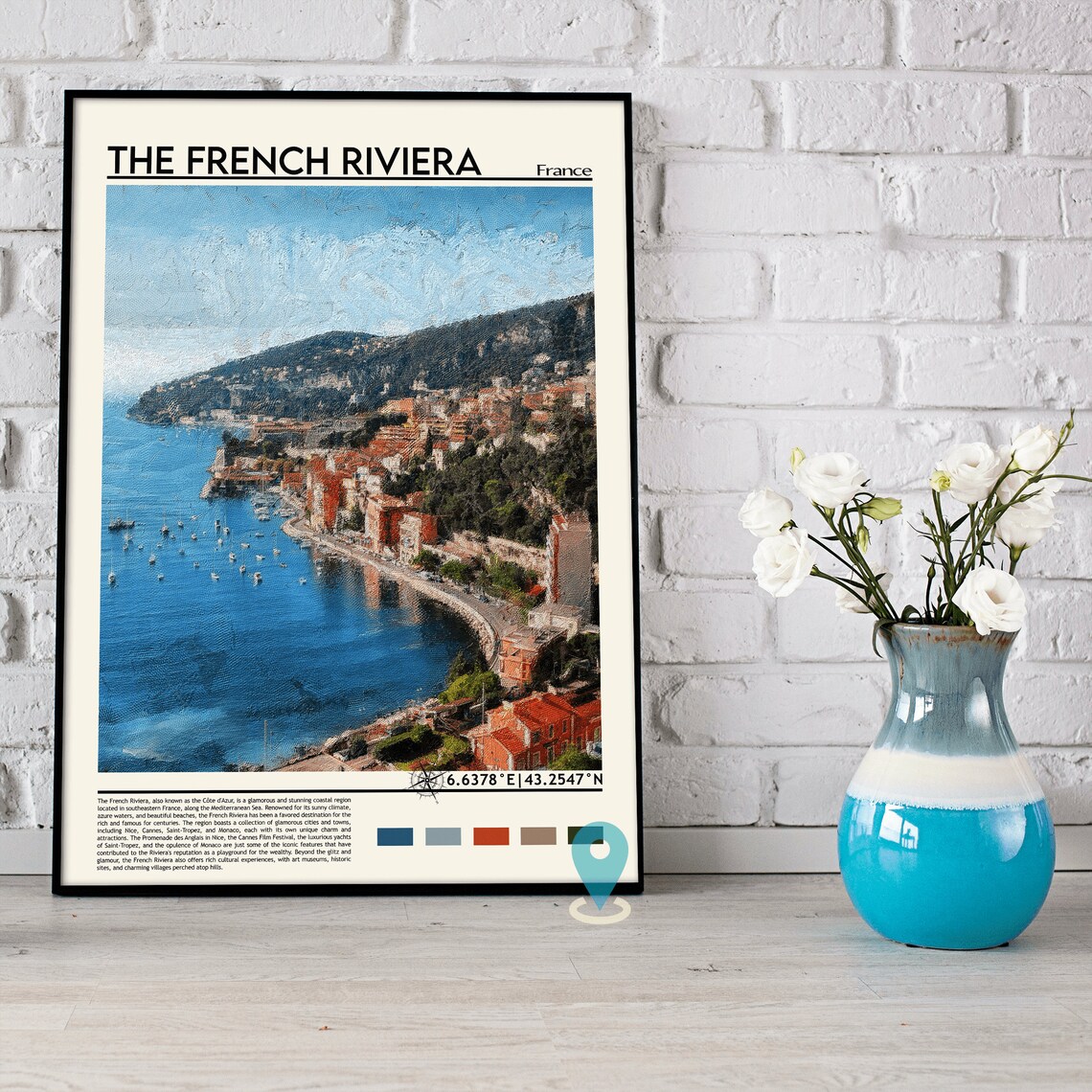 The French Riviera France Azure Coast Harbor Town Scene Poster - Image 3