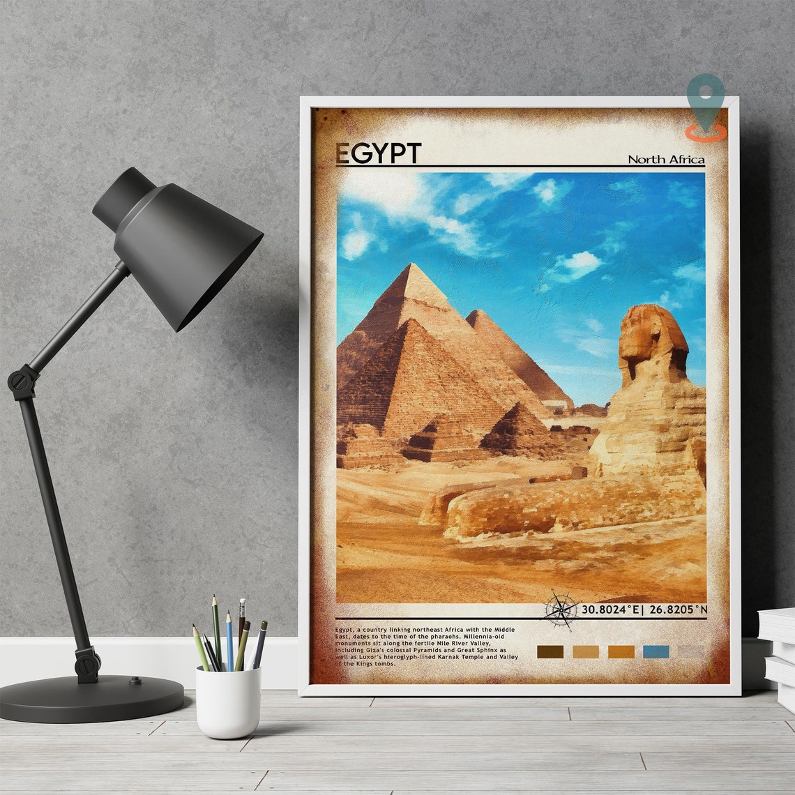 Egypt Giza Pyramids Great Sphinx Desert Landmark Travel Poster - Image 3