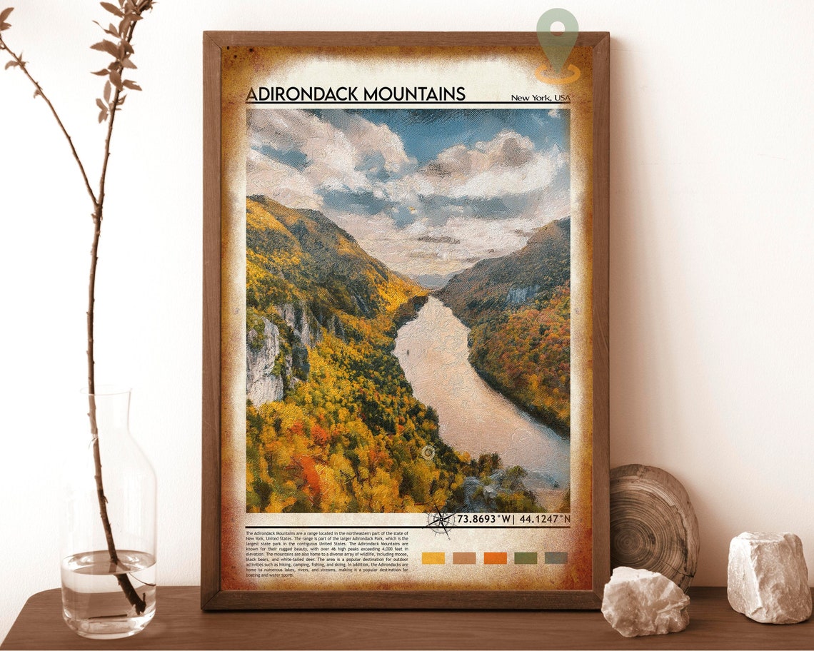 Adirondack Mountains Fall Foliage Valley New York Travel Poster - Image 6