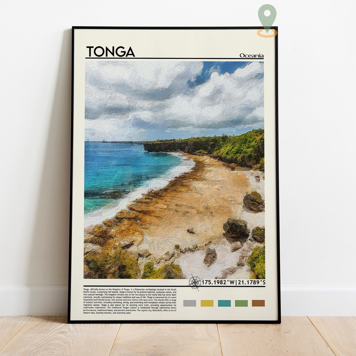 Tonga Oceania Tropical Coastline Turquoise Waters Travel Print - Image 5