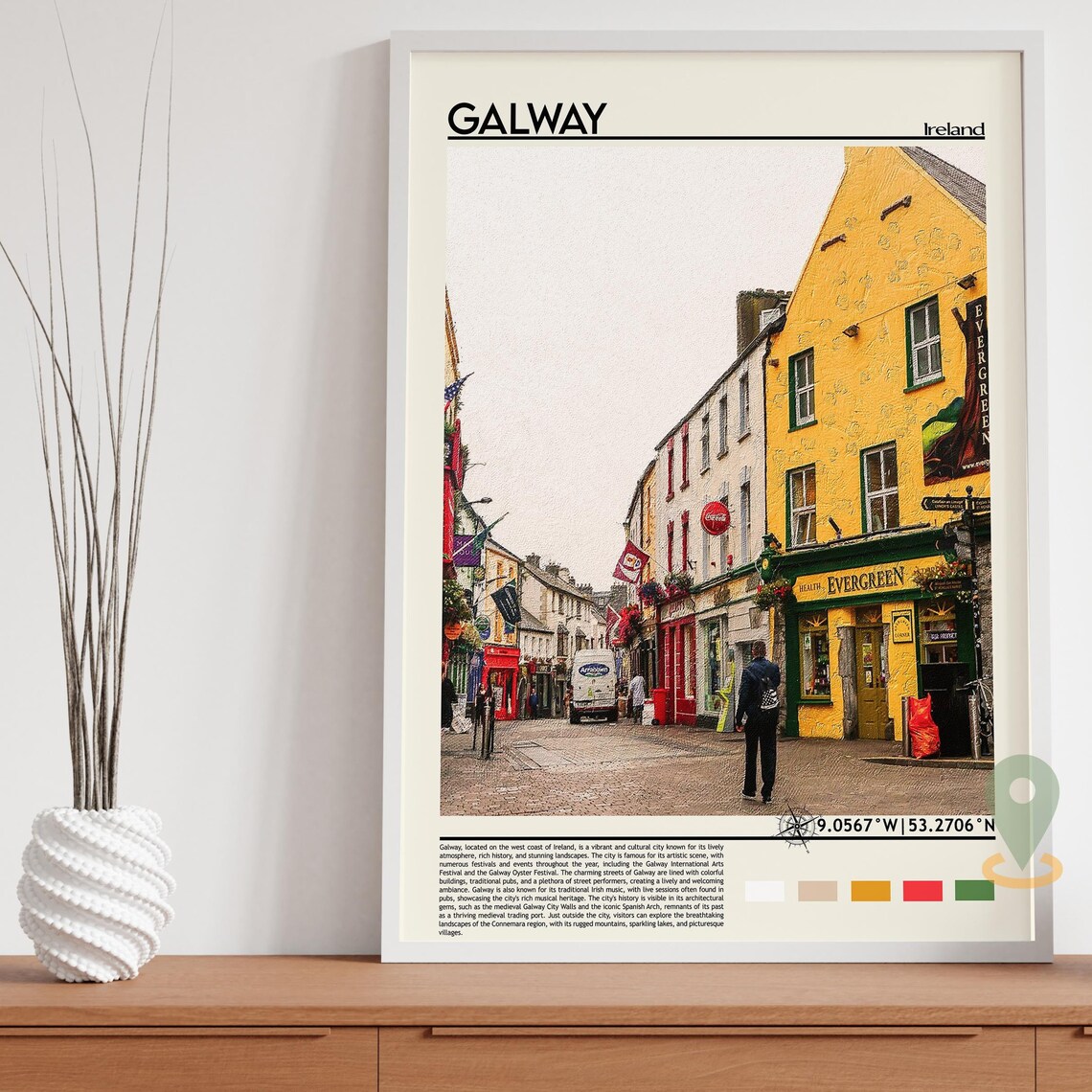 Galway Ireland Colorful Shop Street Old Town Scene Photo Poster - Image 5