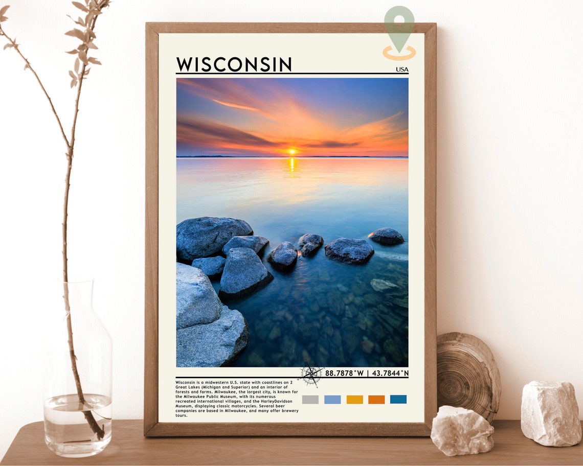 Wisconsin Travel Poster Wisconsin Print Wisconsin Wall Art Wisconsin Vintage Poster Wisconsin Photo Wisconsin Poster Print Usa Poster
