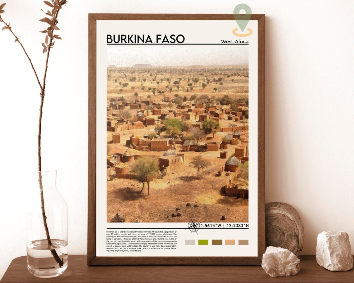 Burkina Faso Print Burkina Faso Poster Burkina Faso Wall Art Burkina Faso Travel Burkina Faso Art Print Burkina Faso Art Ouagadougou