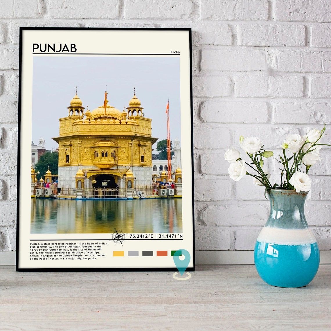 Punjab India Golden Temple Amritsar Reflecting Pool View Poster - Image 4