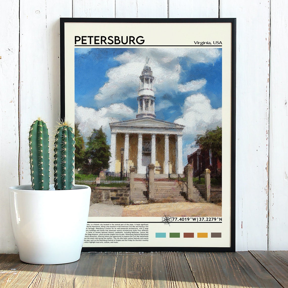 Petersburg Virginia Historic Courthouse Columns Landmark Poster - Image 2