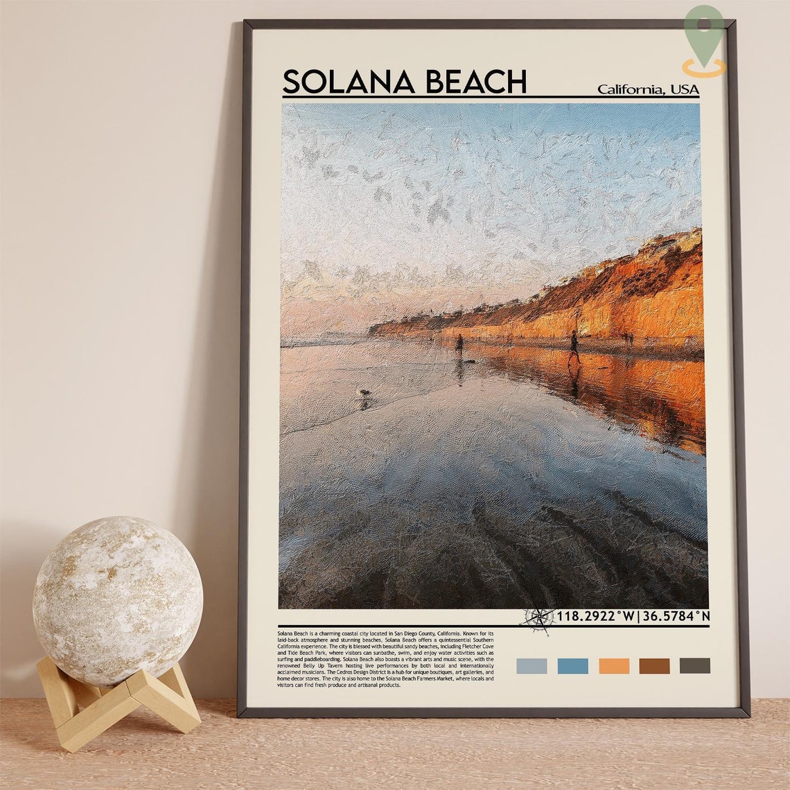 Solana Beach California Sunset Beach Cliffs Photo Travel Wall Art - Image 3
