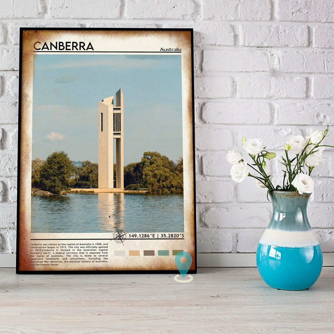 Canberra Australia Carillon Bell Tower Lake Sunset Photo Poster - Image 3