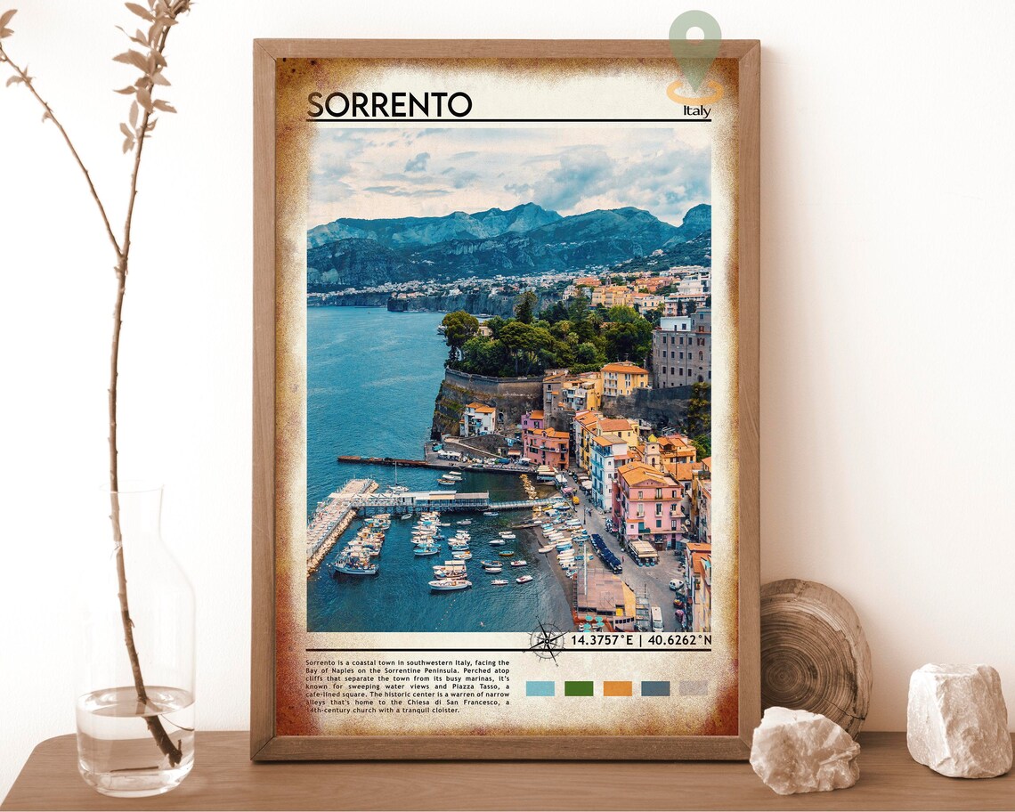 Sorrento Italy Cliffside Marina Colorful Harbor Bay View Poster - Image 6