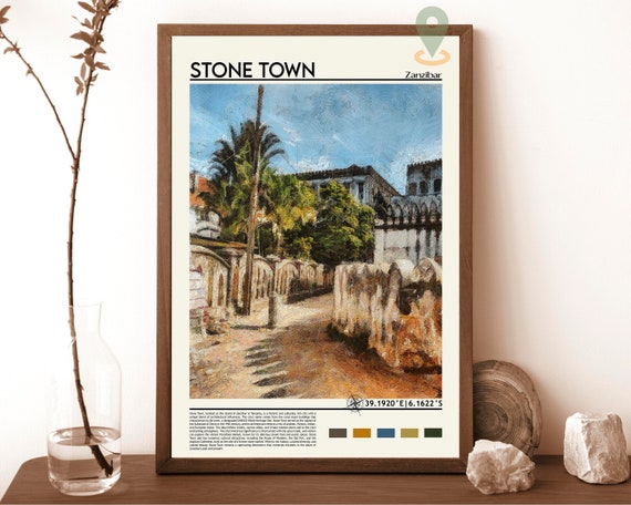 Stone Town Print Stone Town Poster Stone Town Wall Art Stone Town Travel Print Stone Town Art Print Stone Town Artwork Zanzibar Print
