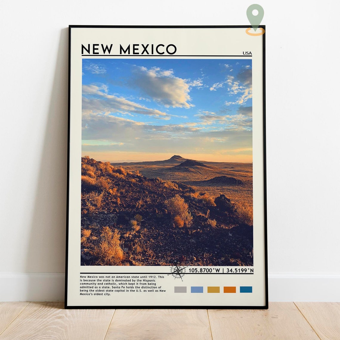 New Mexico Travel Poster New Mexico Print New Mexico Wall Art New Mexico Vintage Poster New Mexico United States Poster Print - Image 2