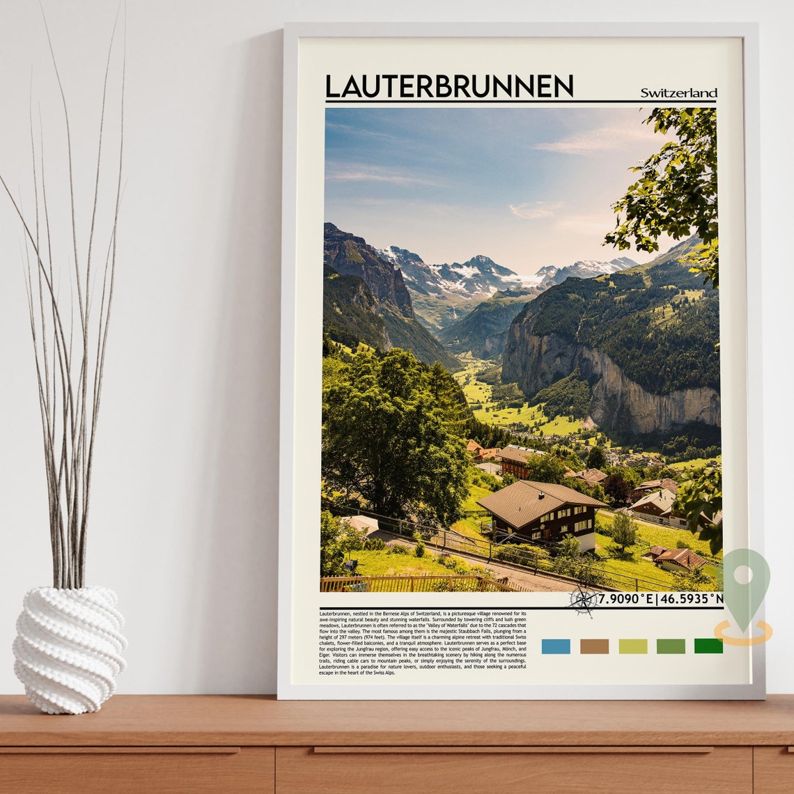 Lauterbrunnen Print Lauterbrunnen Poster Lauterbrunnen Wall Art Lauterbrunnen Travel Lauterbrunnen Art Print Switzerland Print - Image 5